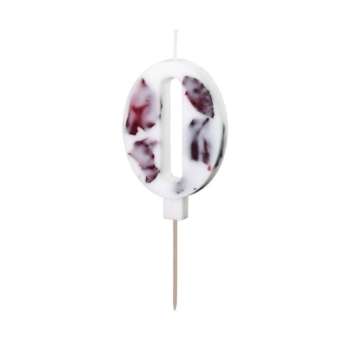 Number Candle 0 - White with Flowers